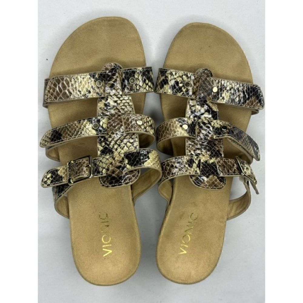 VIONIC NEW Radia Snakeskin Wedge Sandals Slides Size 8